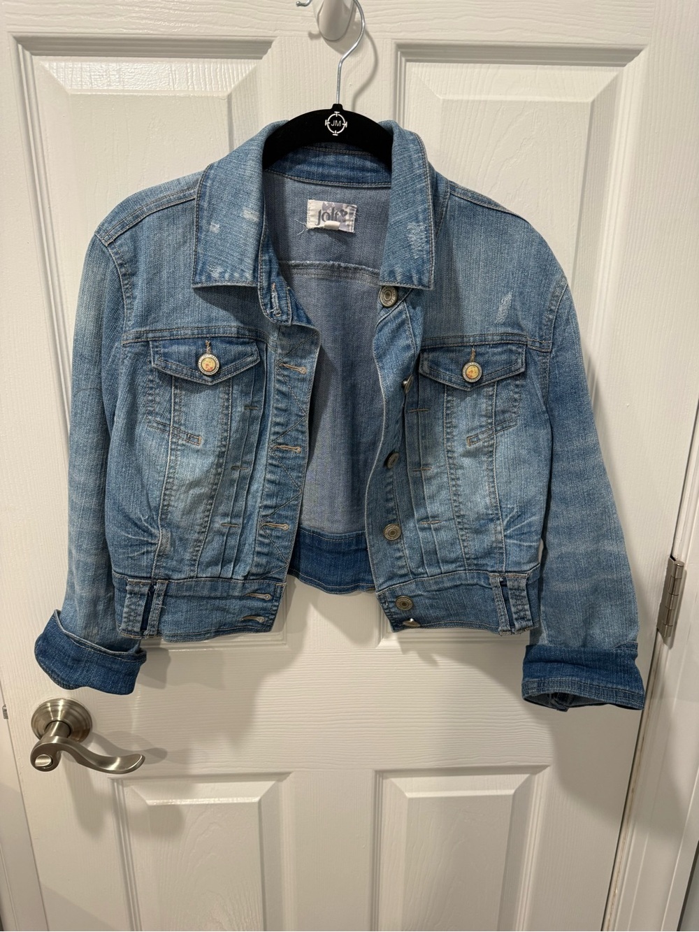 Cropped Light Wash Denim Jacket